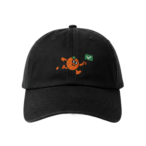 Black cap with an embroidered design on a transparent background